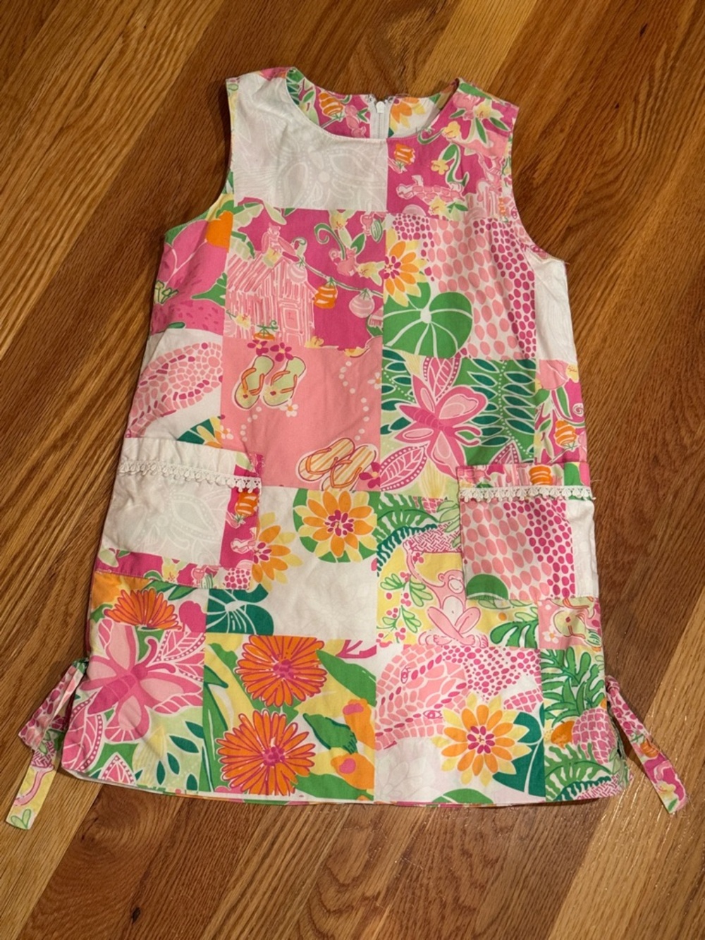 Girls Patchwork Floral Sundress - Pink, Green, Yellow